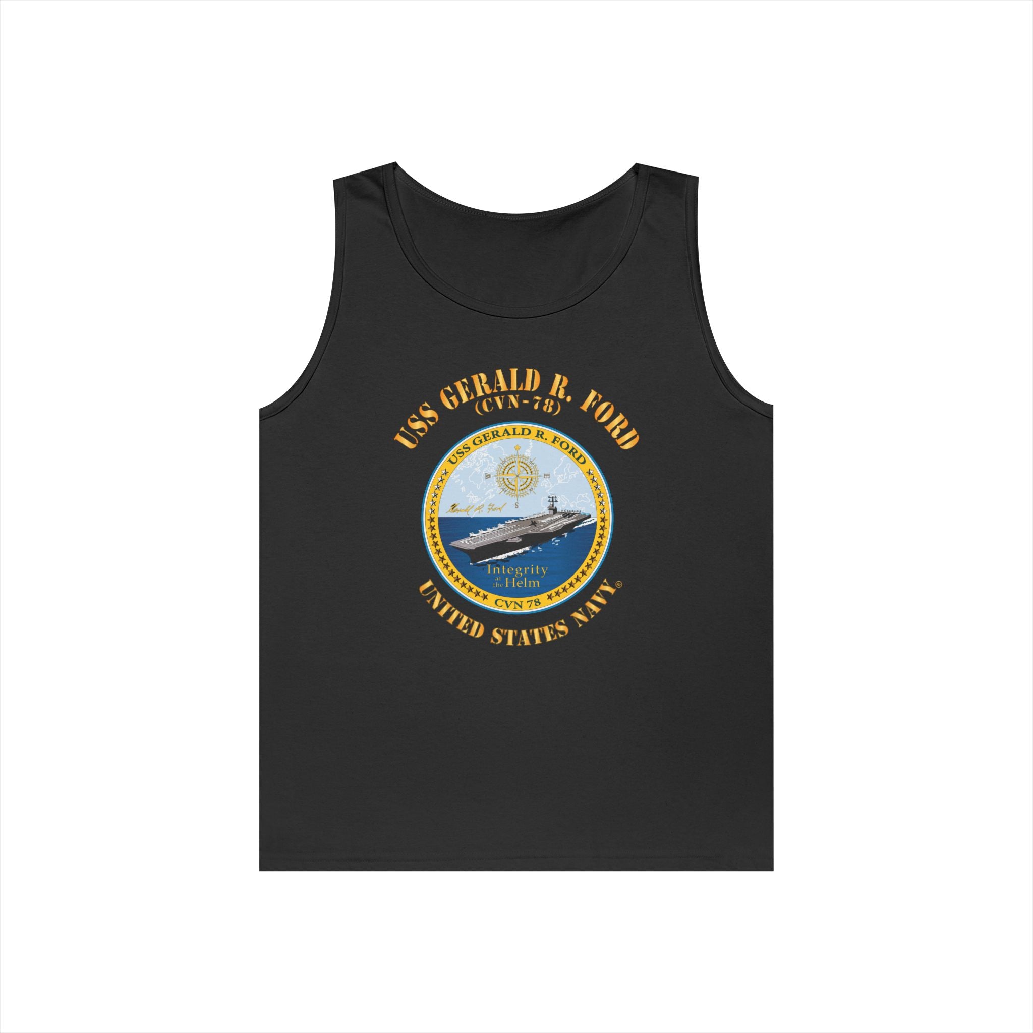 Unisex Heavy Cotton Tank Top - Navy - USS Gerald R. Ford (CVN-78)