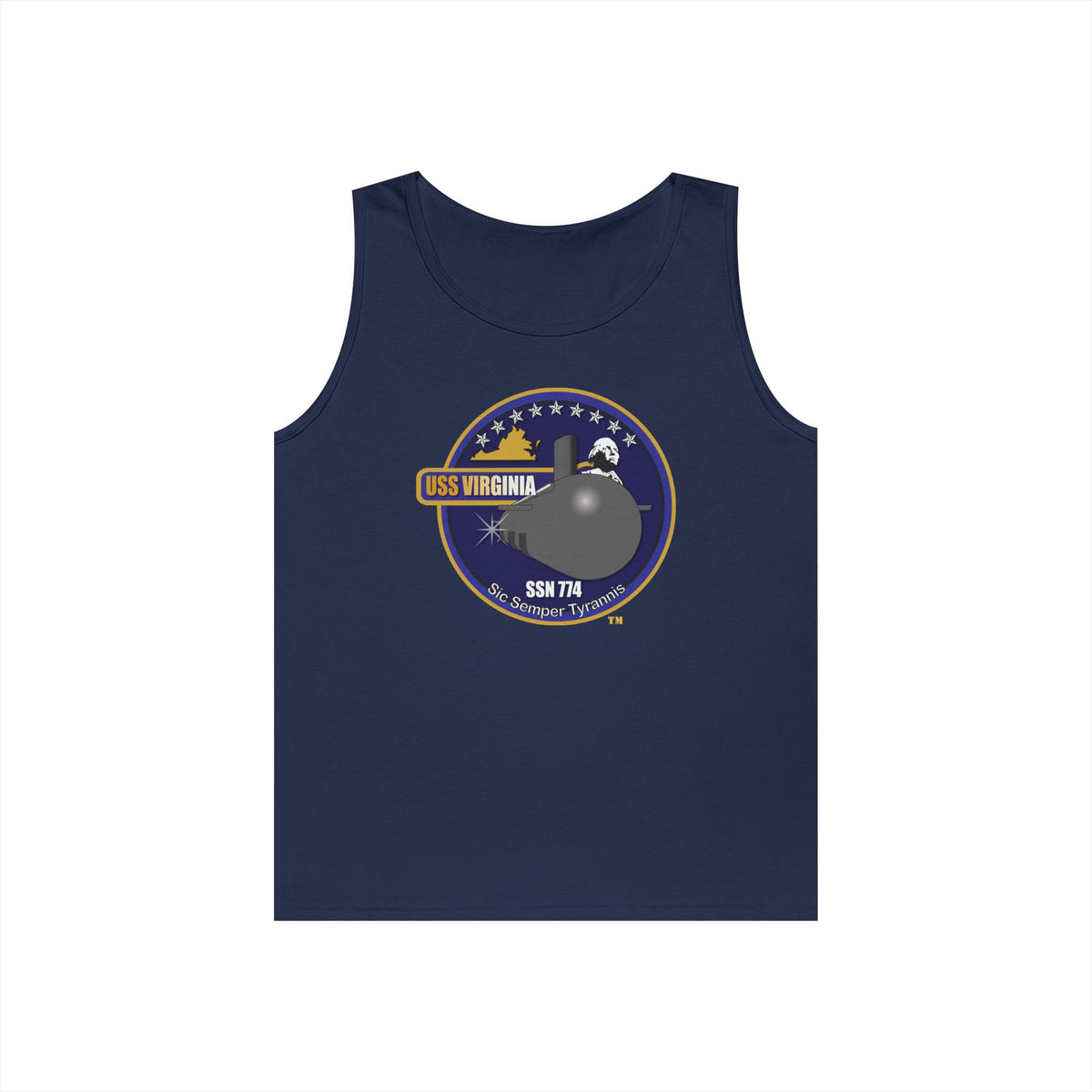 Unisex Heavy Cotton Tank Top - Navy - USS Virginia (SSN-774) wo txt X 300