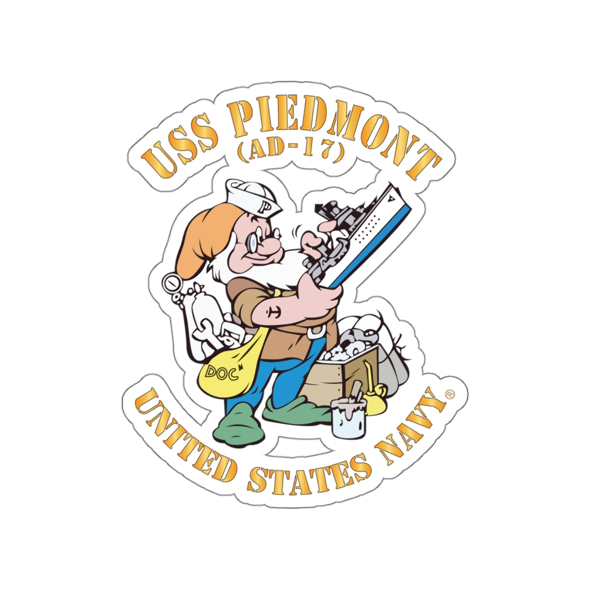 Die-Cut Vinyl Sticker - Navy - USS Piedmont (AD-17)