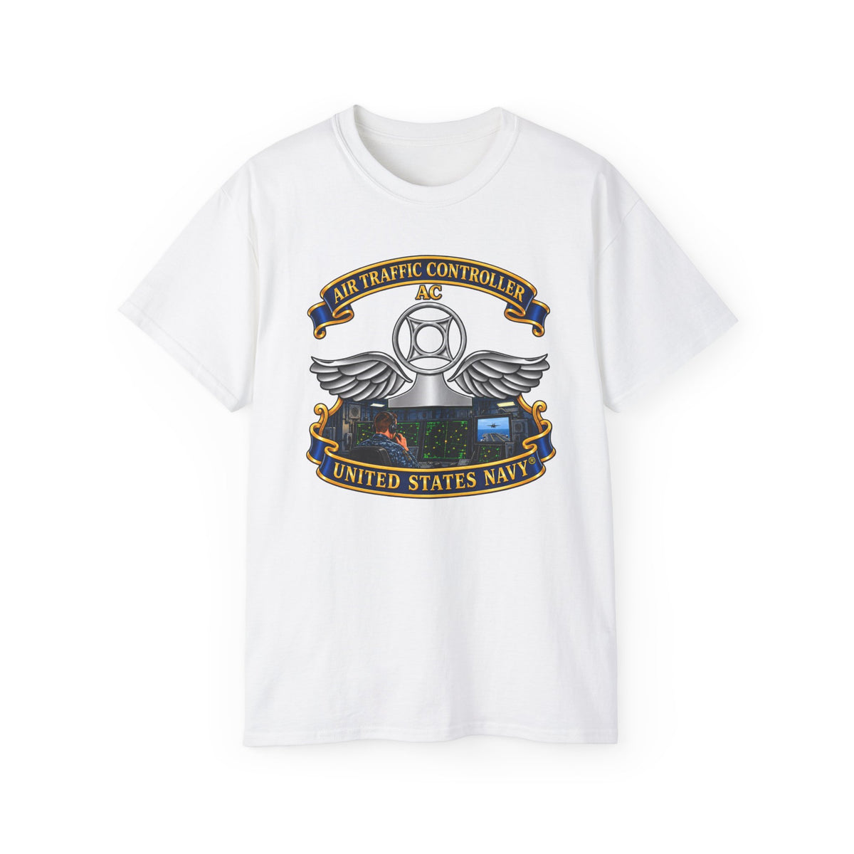 Unisex Ultra Cotton T-Shirt - Navy - Rate - Air Traffic Controller (AC) - Shipboard Version  3D - Enhanced