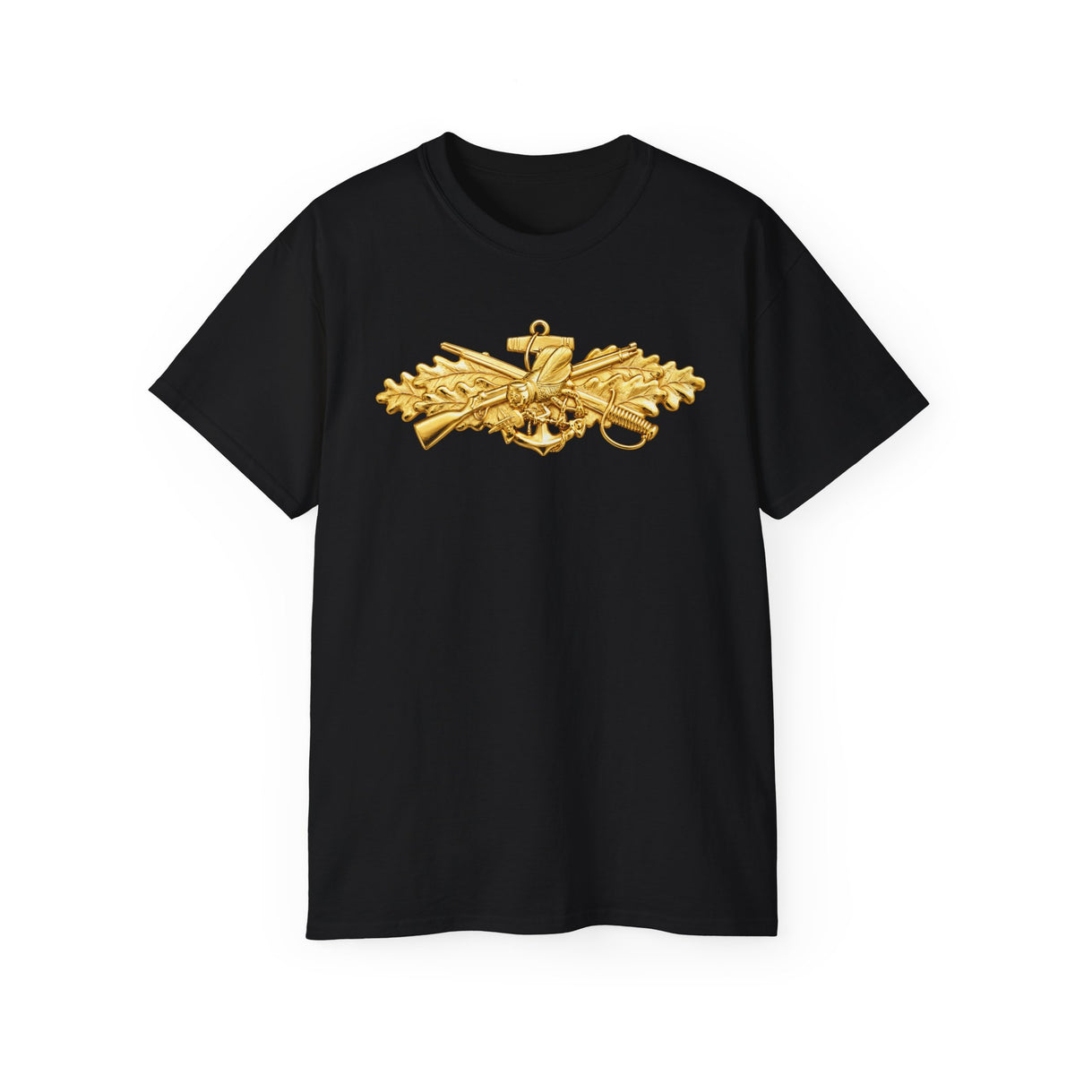 Unisex Ultra Cotton T-Shirt - Navy - Badge - Seabee combat warfare specialist wo txt - Officer - 3D - Enhanced