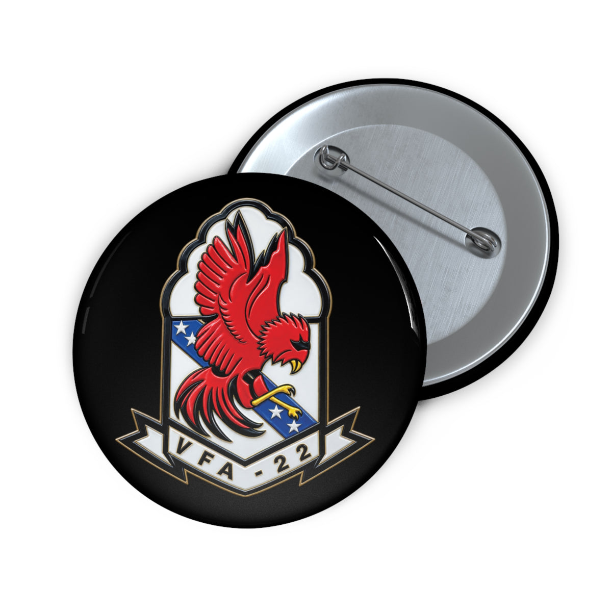Pin Button - Strike Fighter Squadron 22nd - SSI without Txt - Fighting Redcocks - 3D - Enhanced