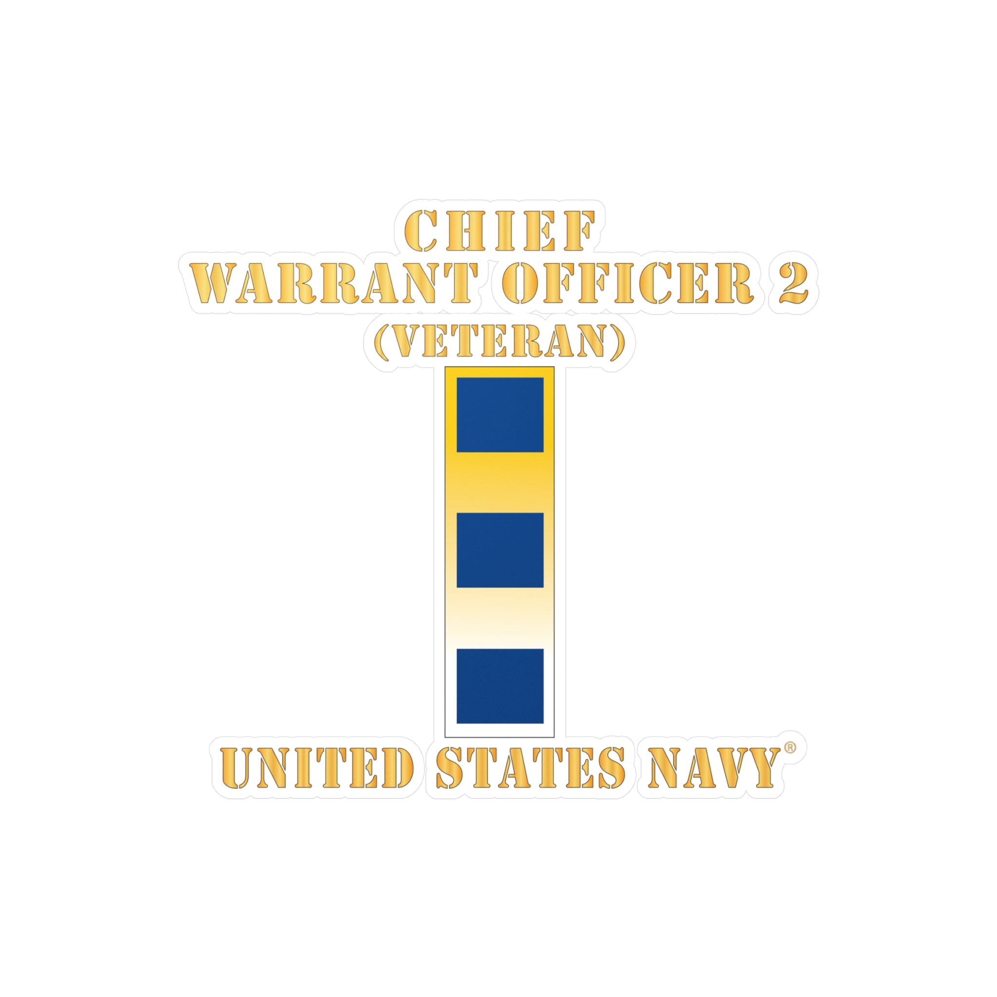 Kiss-Cut Vinyl Decal - Navy - Chief Warrant Officer 2 - CW02 - Veteran