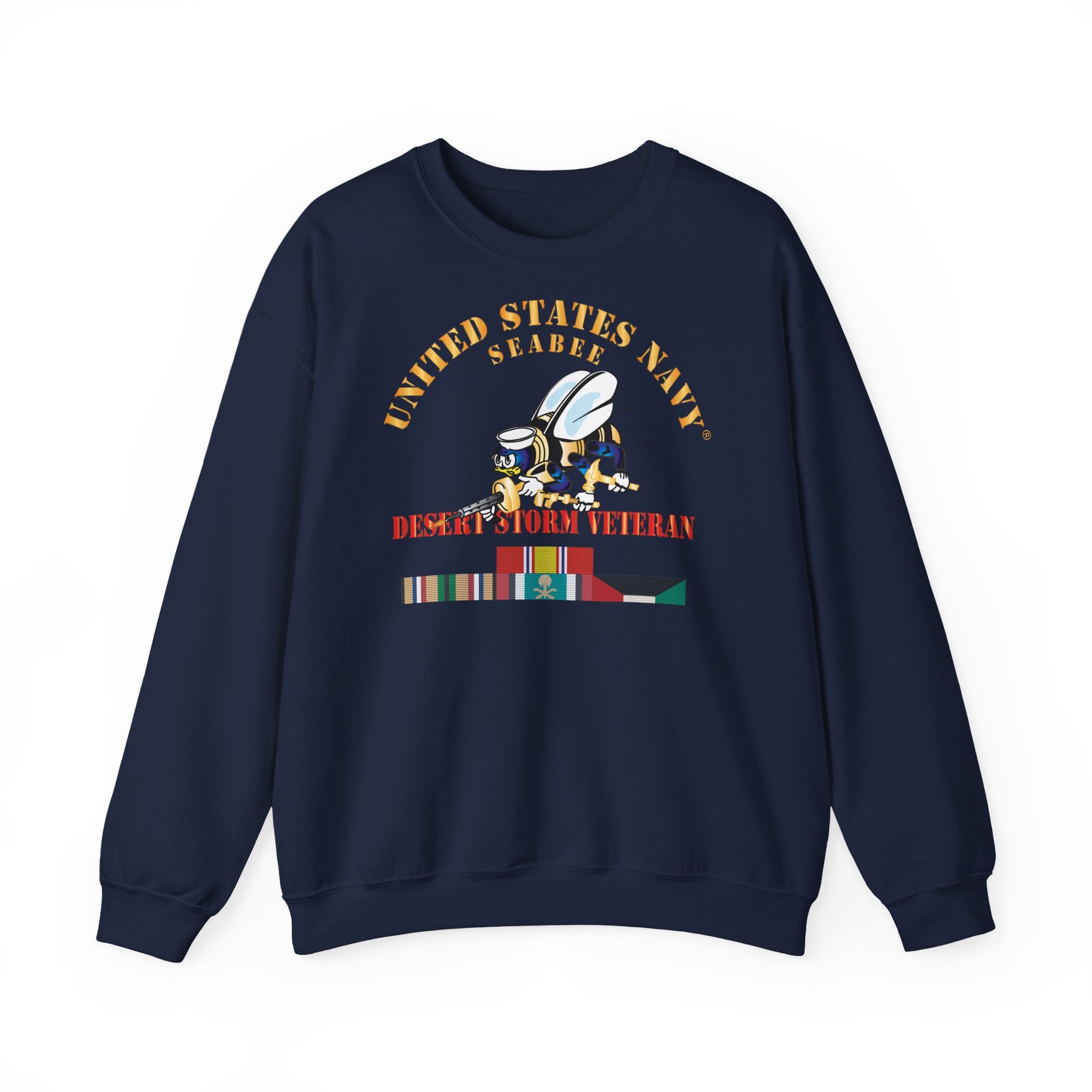 Unisex Heavy Blend™ Crewneck Sweatshirt - Navy - Seabee - Desert Storm Veteran