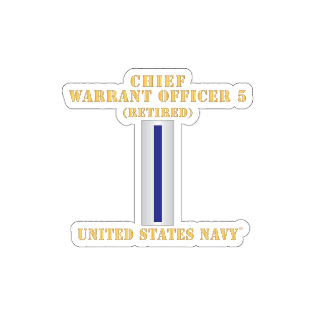 Die-Cut Vinyl Sticker - Navy - Chief Warrant Officer 5 - CW05 - Retired