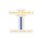 Die-Cut Vinyl Sticker - Navy - Chief Warrant Officer 5 - CW05 - Retired