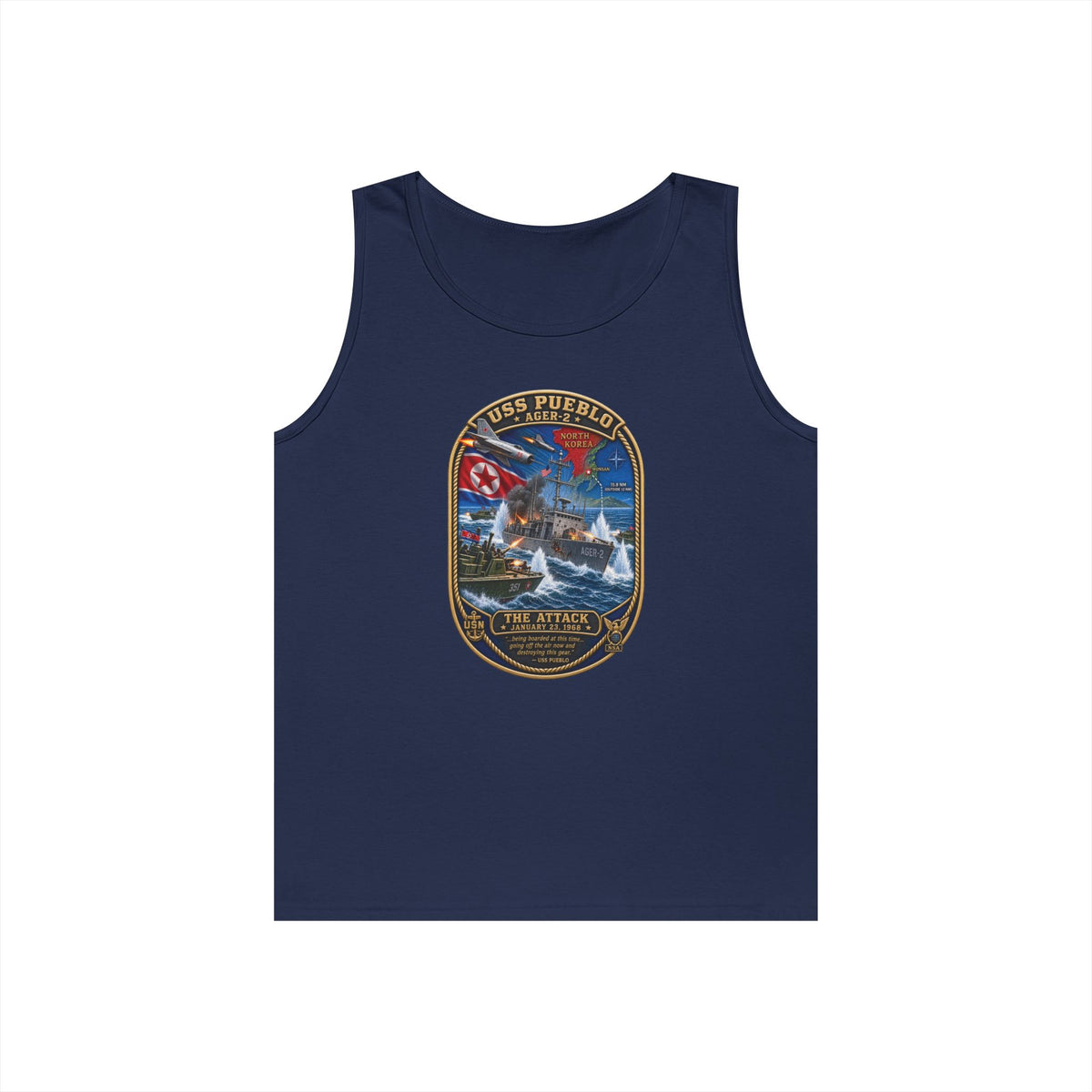 Unisex Heavy Cotton Tank Top - USS Pueblo Attack-Defense Commemorative Patch
