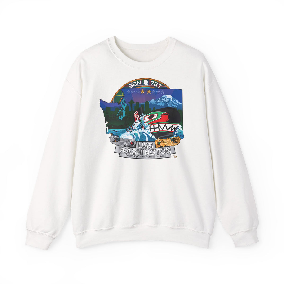 Unisex Heavy Blend™ Crewneck Sweatshirt -  Navy - USS Washington (SSN-787) wo txt X 300