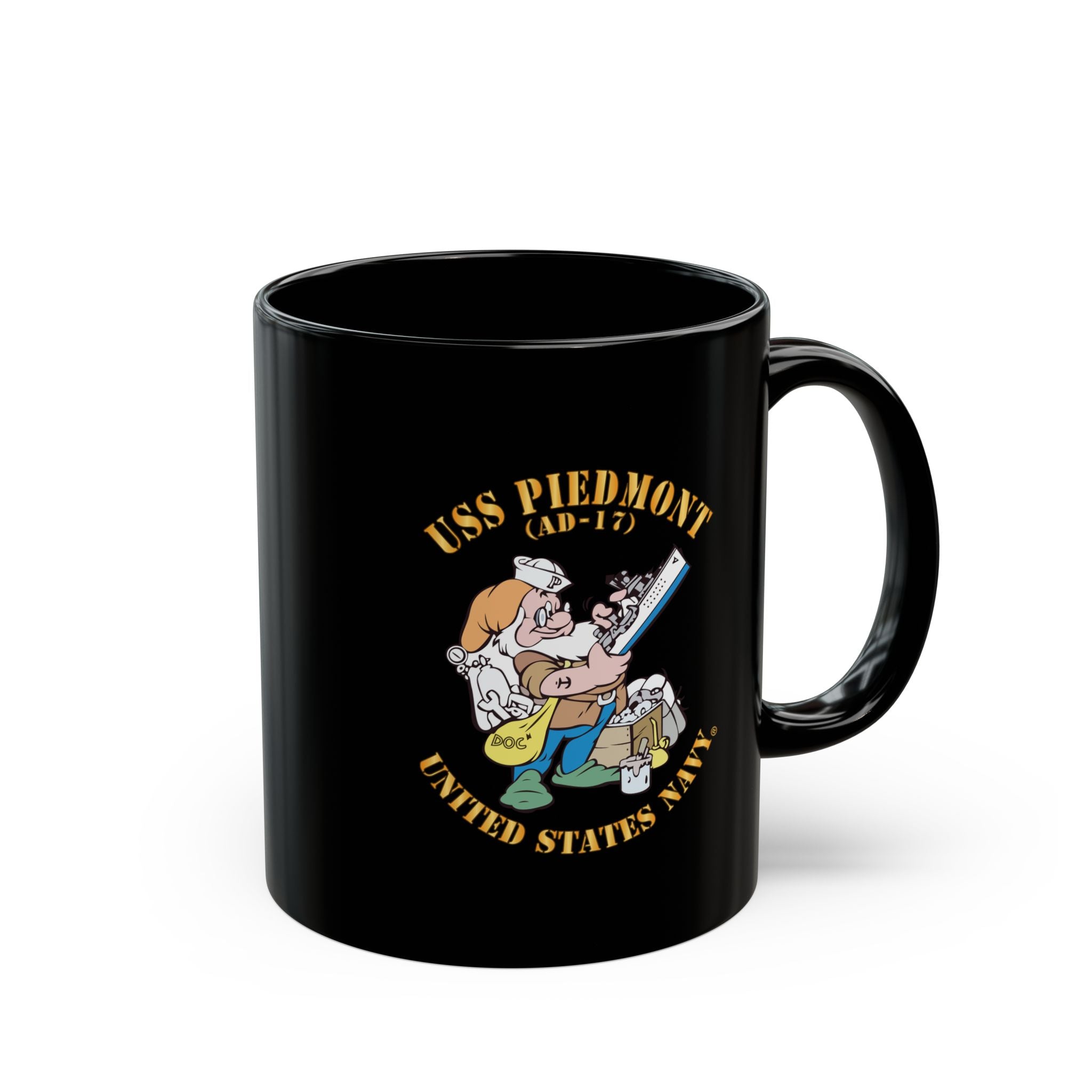 Black Mug (11oz, 15oz) - Navy - USS Piedmont (AD-17)