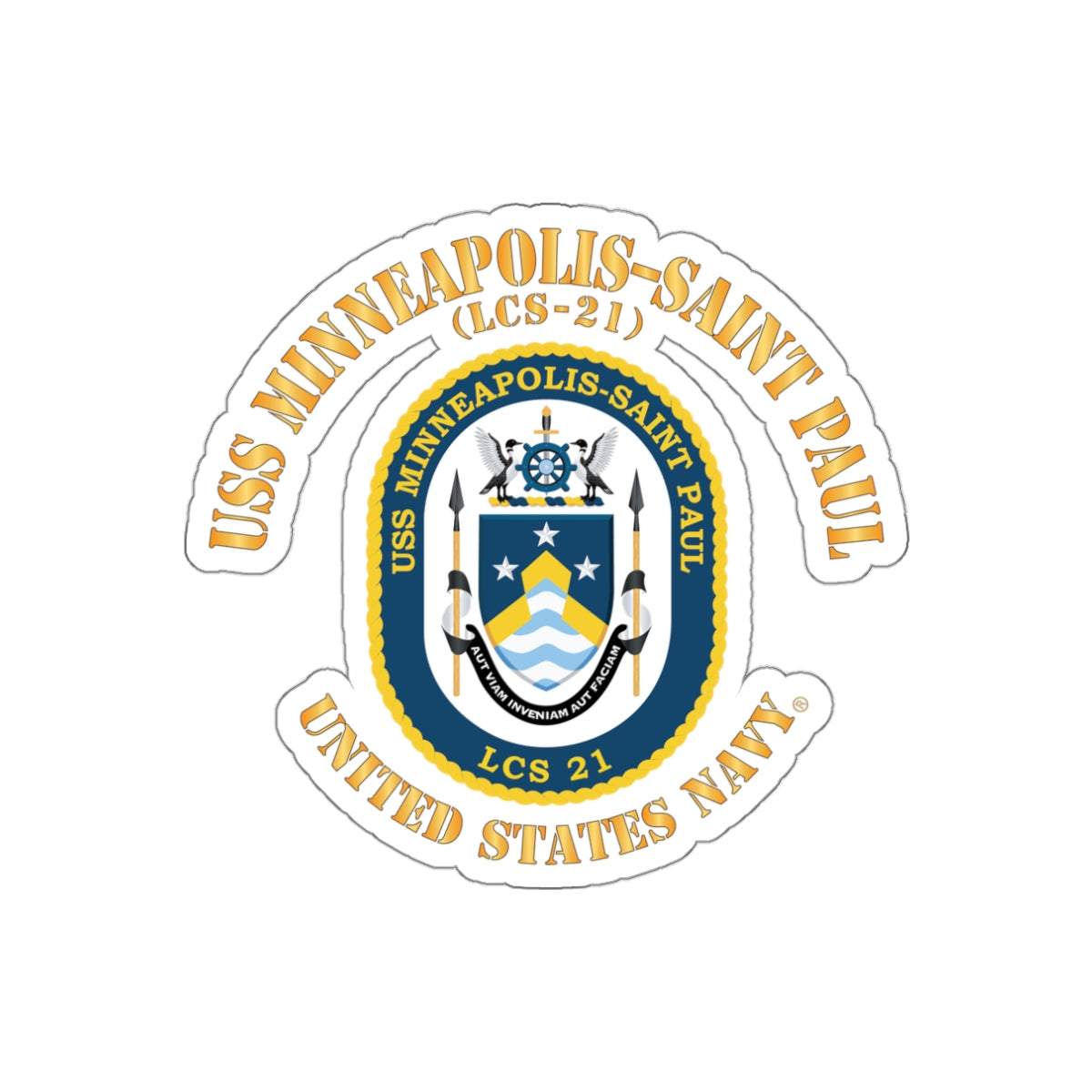 Die-Cut Vinyl Sticker - Navy - USS Minneapolis–Saint Paul (LCS-21)