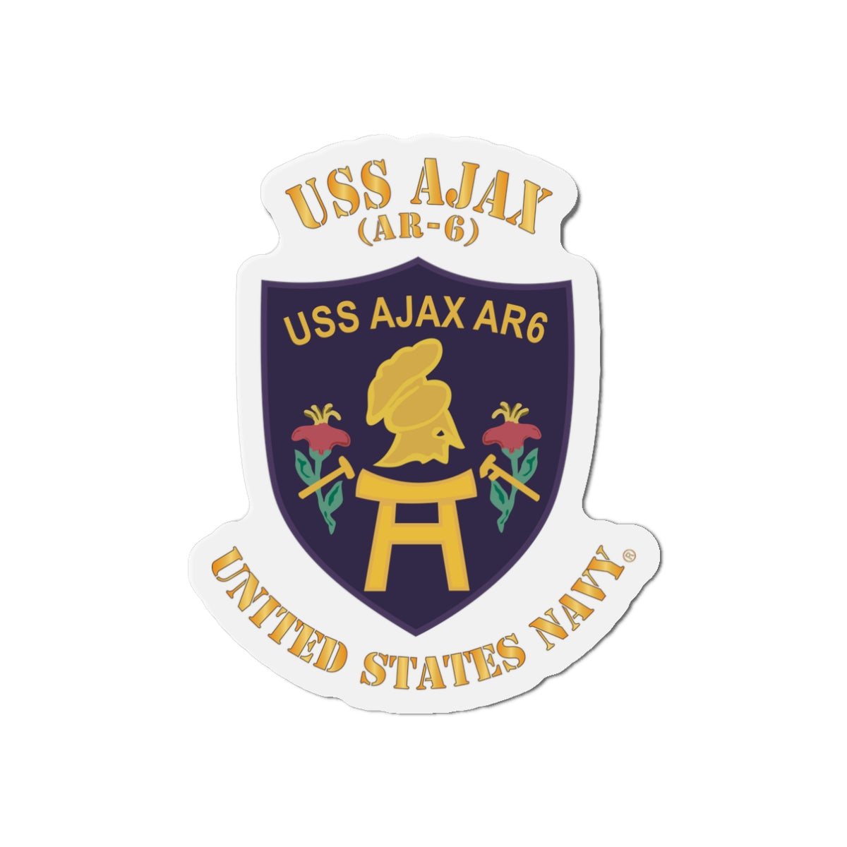 Die-Cut Magnet - Navy - USS Ajax (AR-6)