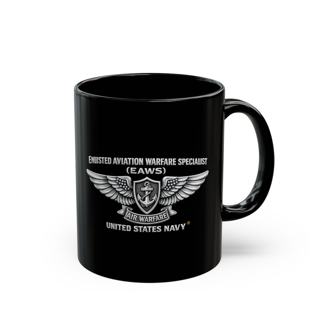 Black Mug (11oz, 15oz) - Navy - Badge - Enlisted Aviation Warfare Specialist