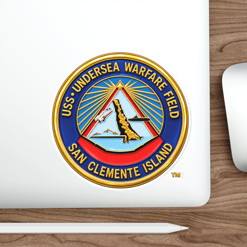 Die-Cut Vinyl Sticker - Navy - USS Undersea Warfare Field - San Clemente Island - Crest - 3D - Enhanced