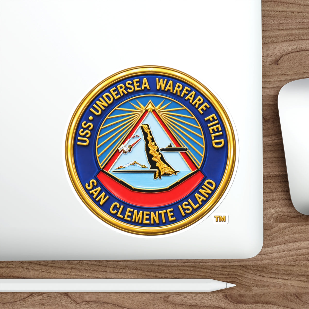 Die-Cut Vinyl Sticker - Navy - USS Undersea Warfare Field - San Clemente Island - Crest - 3D - Enhanced