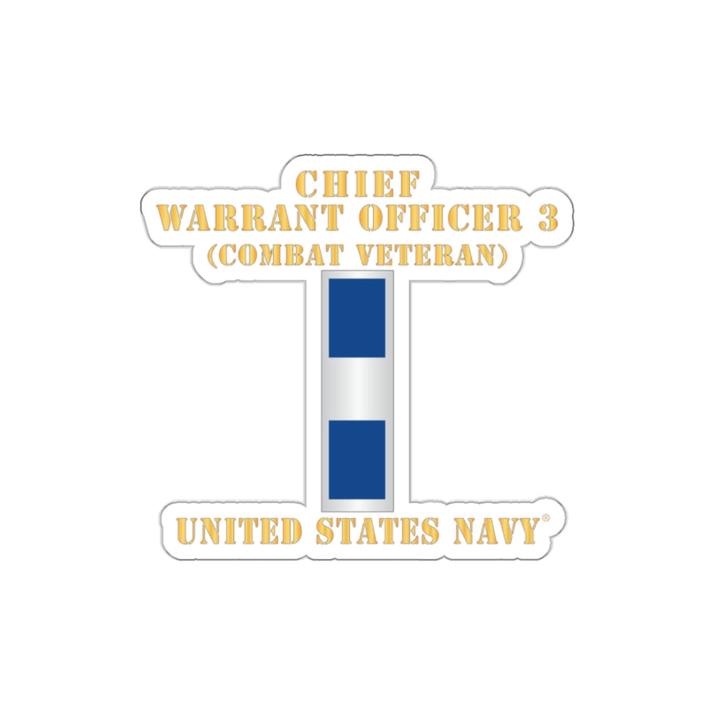 Die-Cut Vinyl Sticker - Navy - Chief Warrant Officer 3 - CW03 - Combat Veteran