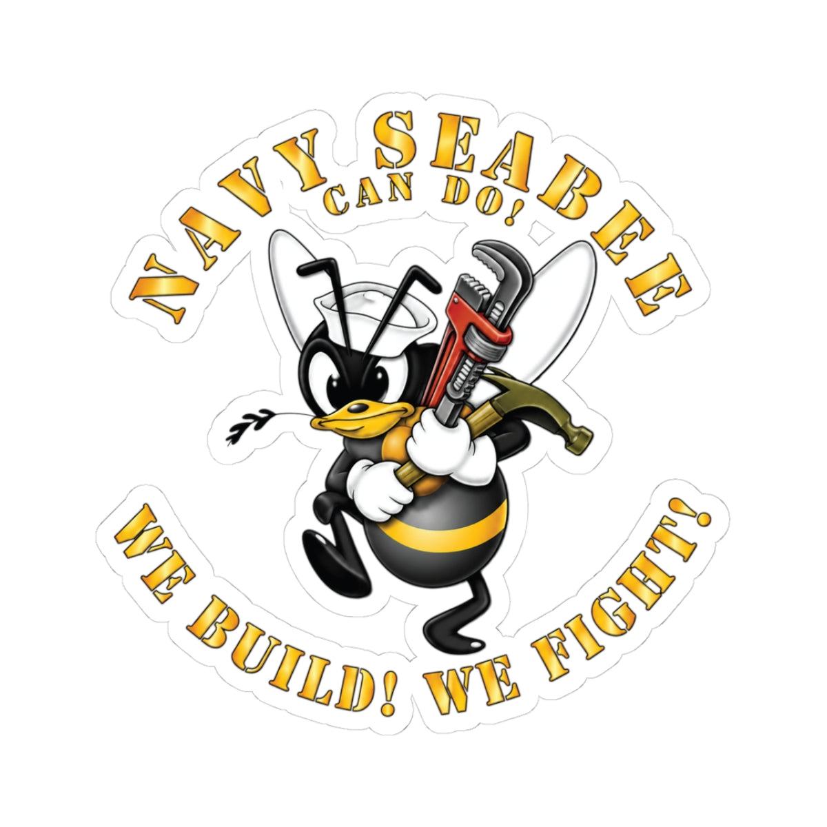 Kiss-Cut Stickers - Navy - Navy SeaBee - w Wrench and Hammer X 300