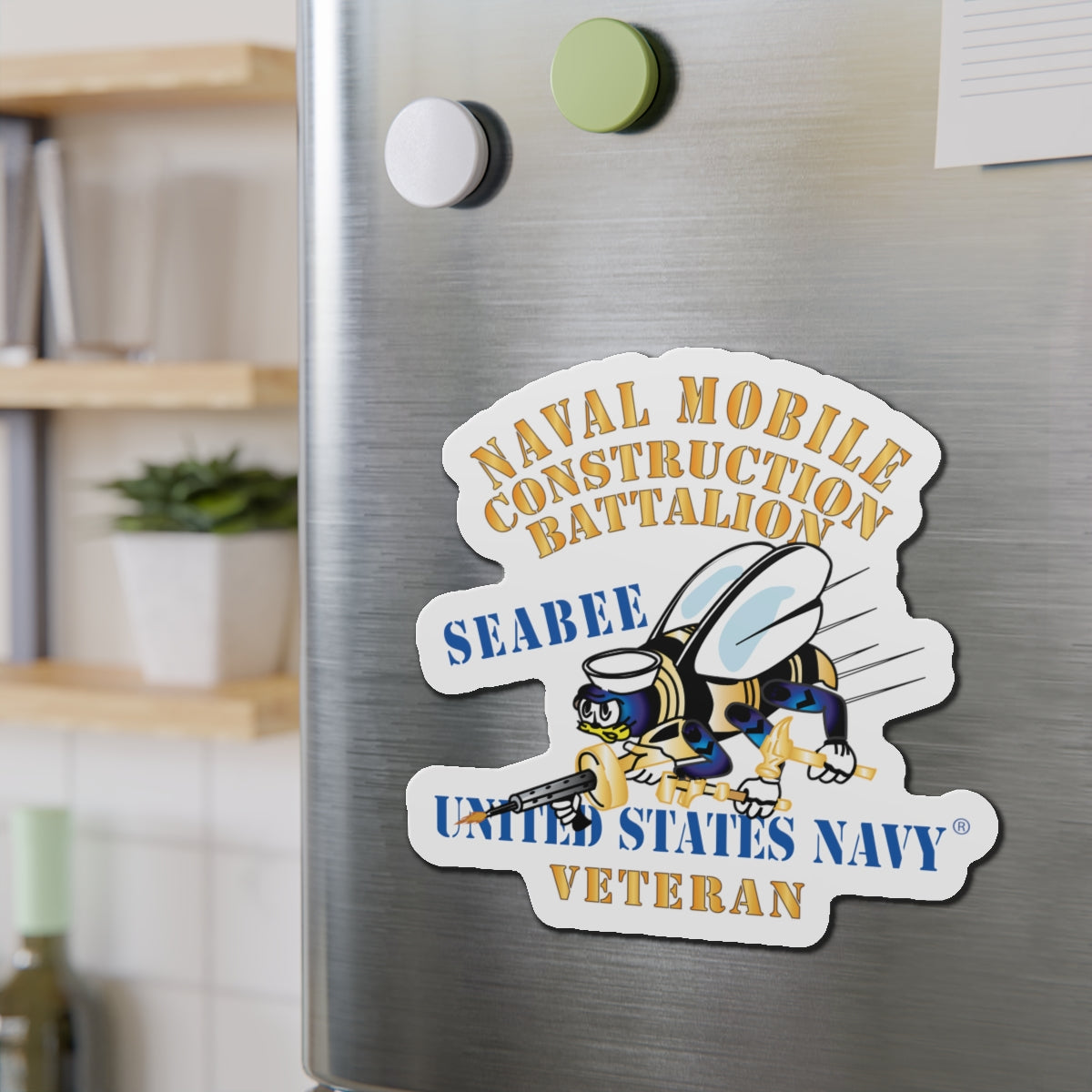 Die-Cut Magnet - Navy - Seabee - Veteran