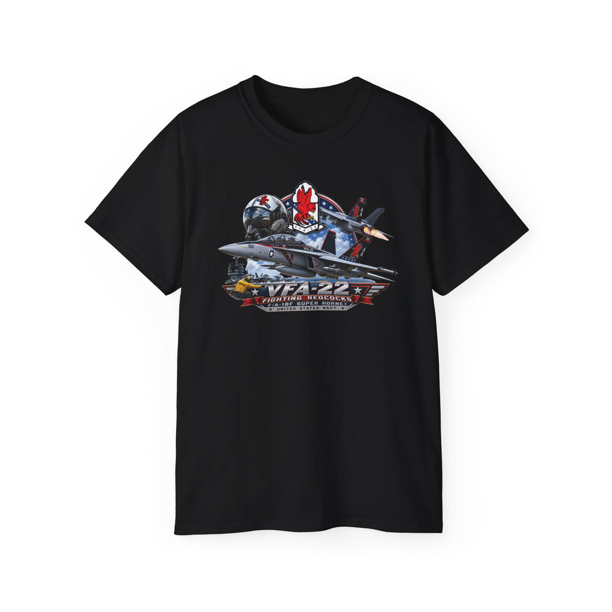 Unisex Ultra Cotton T-Shirt - Strike Fighter Squadron 22nd - AC - Fighting Redcocks - 3D - Enhanced