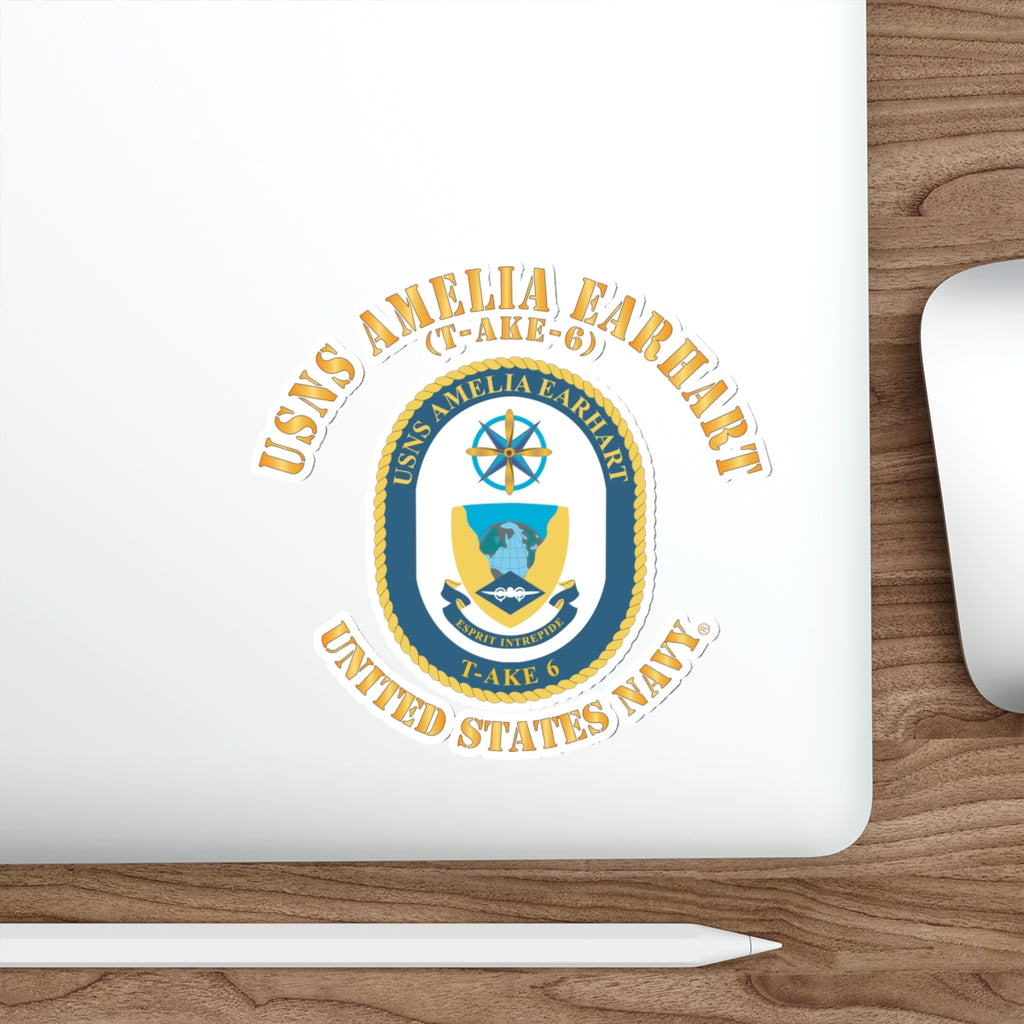 Die-Cut Vinyl Sticker - Navy - USNS Amelia Earhart (T-AKE 6)