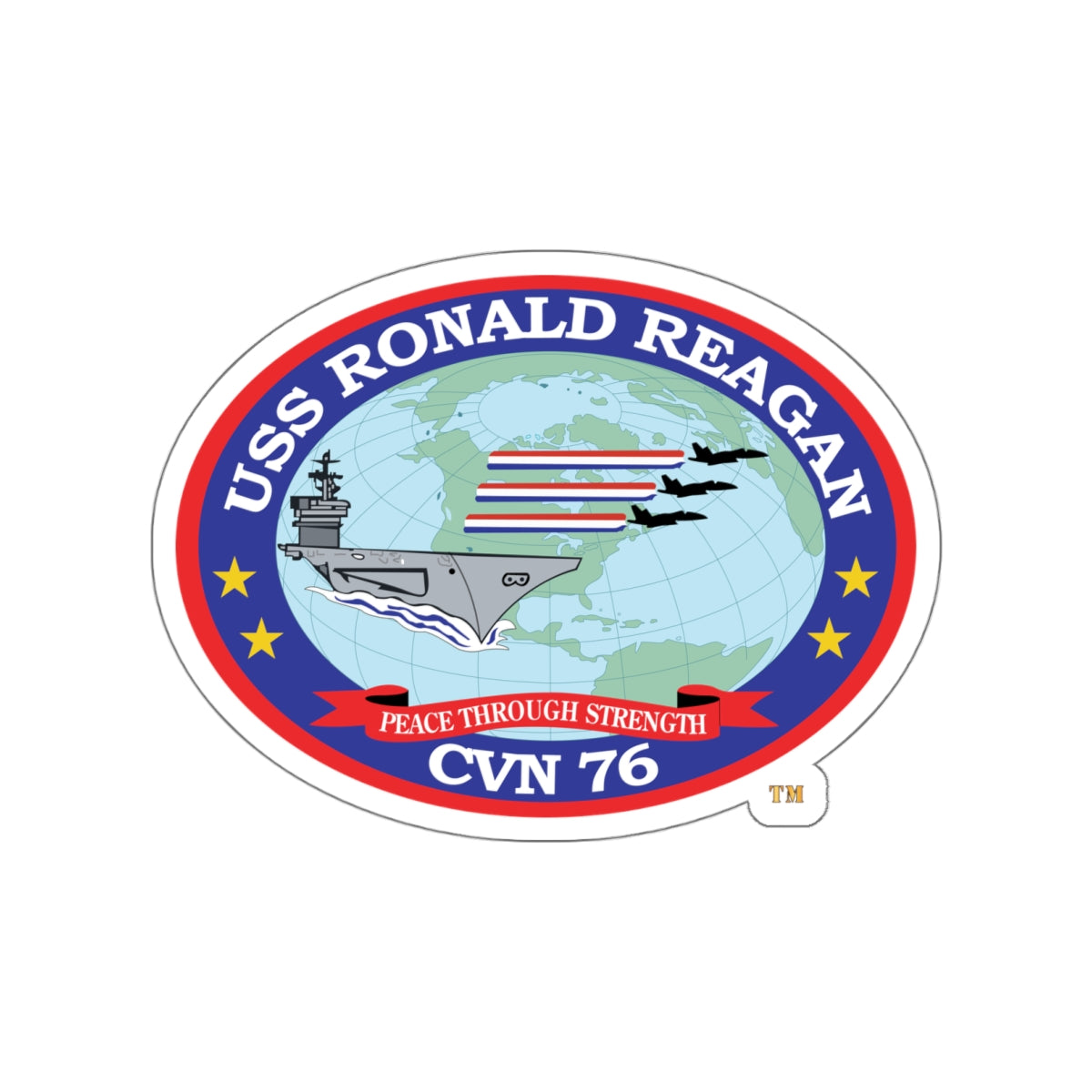Die-Cut Vinyl Sticker - Navy - USS Ronald Reagan (CVN-76) wo txt X 300