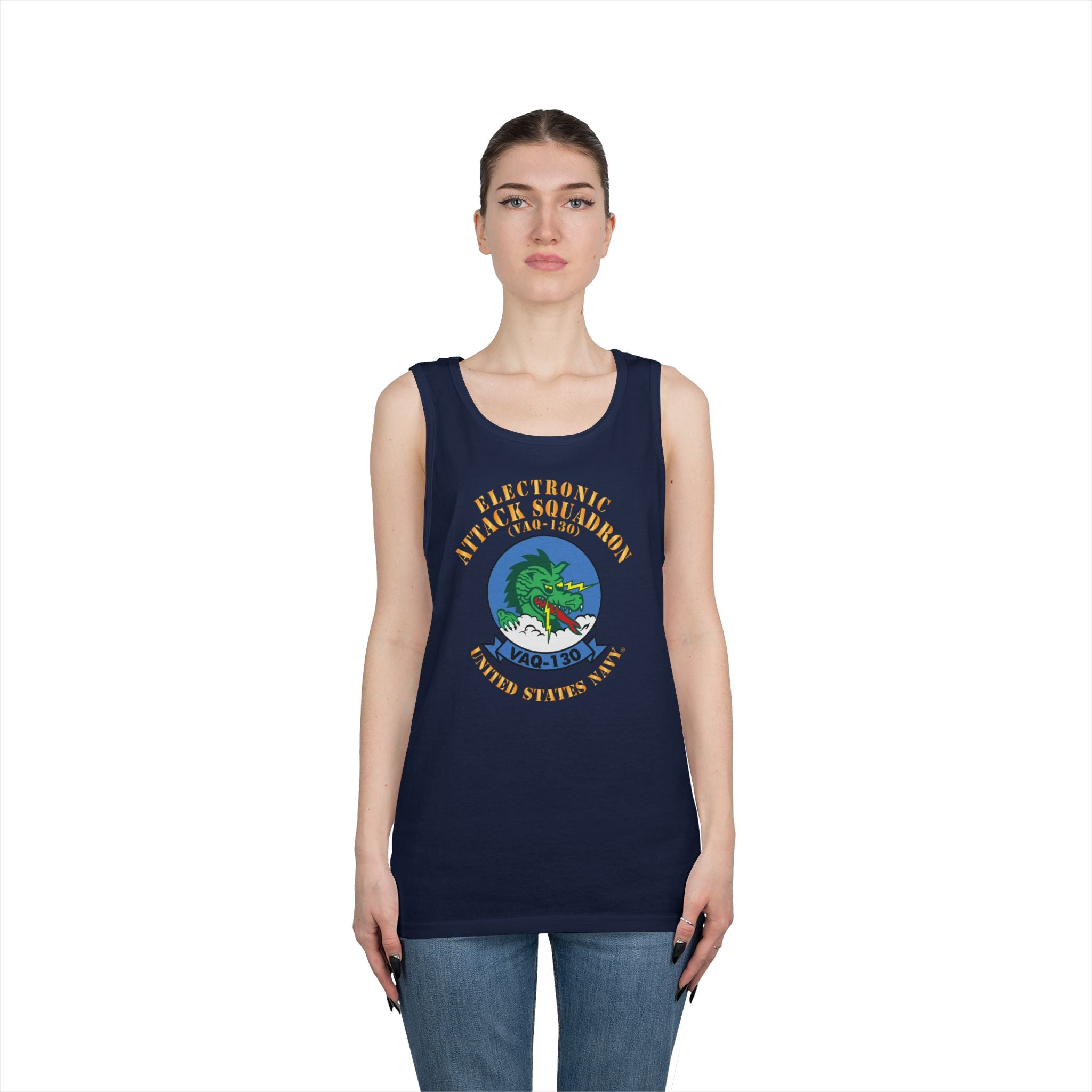 Unisex Heavy Cotton Tank Top - Navy - Electronic Attack Squadron 130 (VAQ-130)