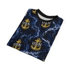 USN Anchor All-Over Print Tee — Navy Wave Military Shirt