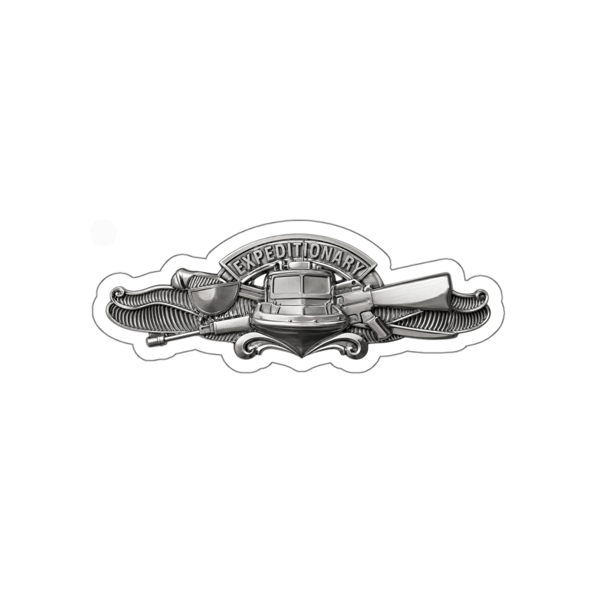 Die-Cut Vinyl Sticker - Navy - Badge - Expeditionary Warfare (EXW) wo txt - Officer - 3D - Enhanced