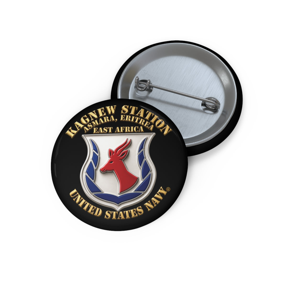Pin Button - Navy - Kagnew Station - Asmara, Eritrea - East Africa - 3D X 300