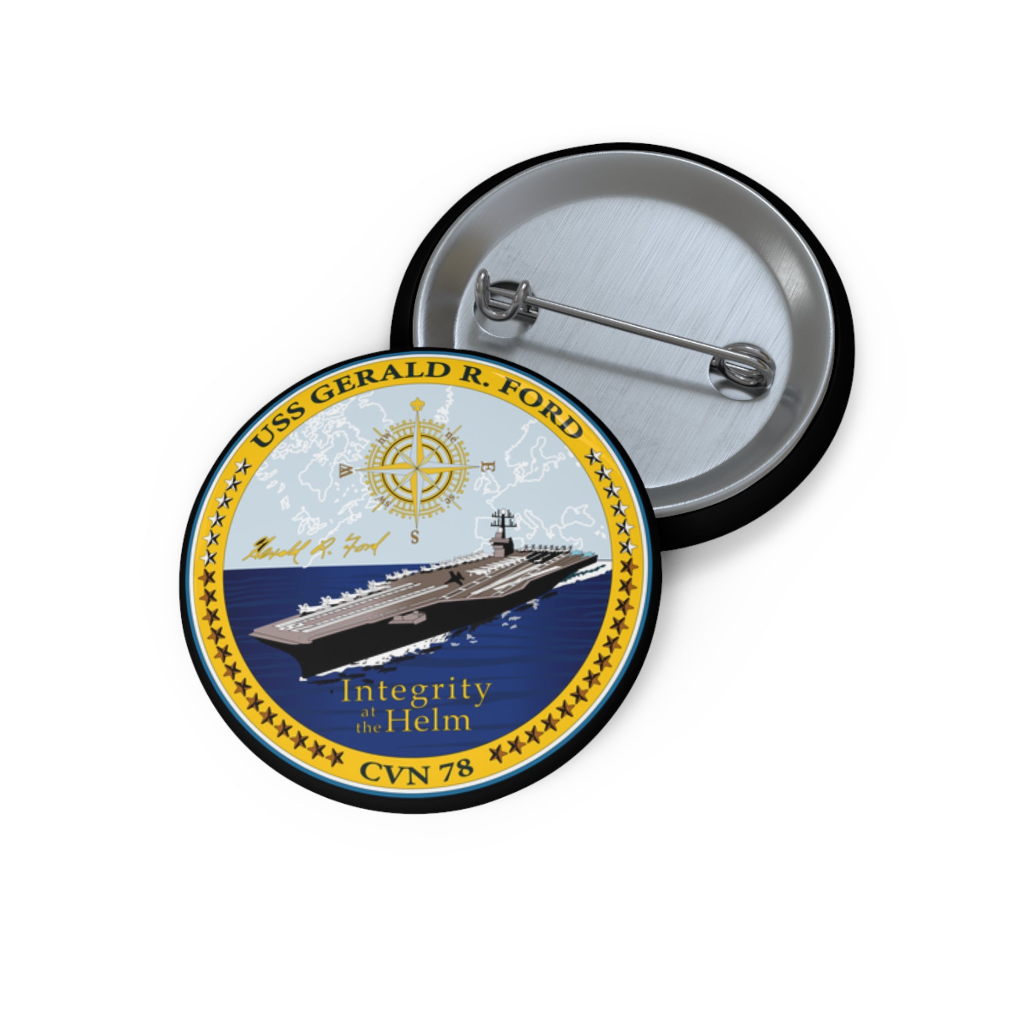Custom Pin Button - Navy - USS Gerald R. Ford (CVN-78) wo txt