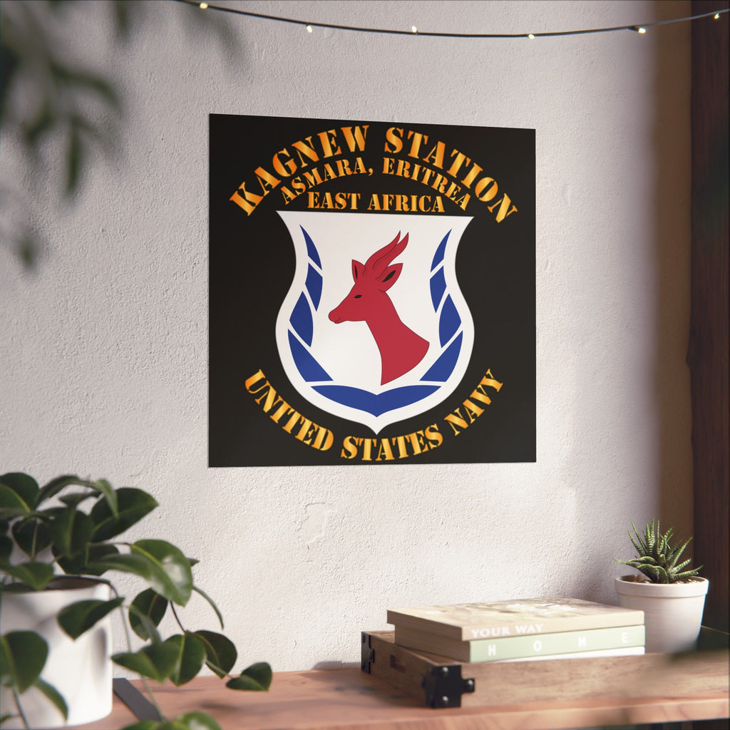 Kagnew Station Asmara Eritrea Navy Emblem Poster — Matte Vertical Wall Art