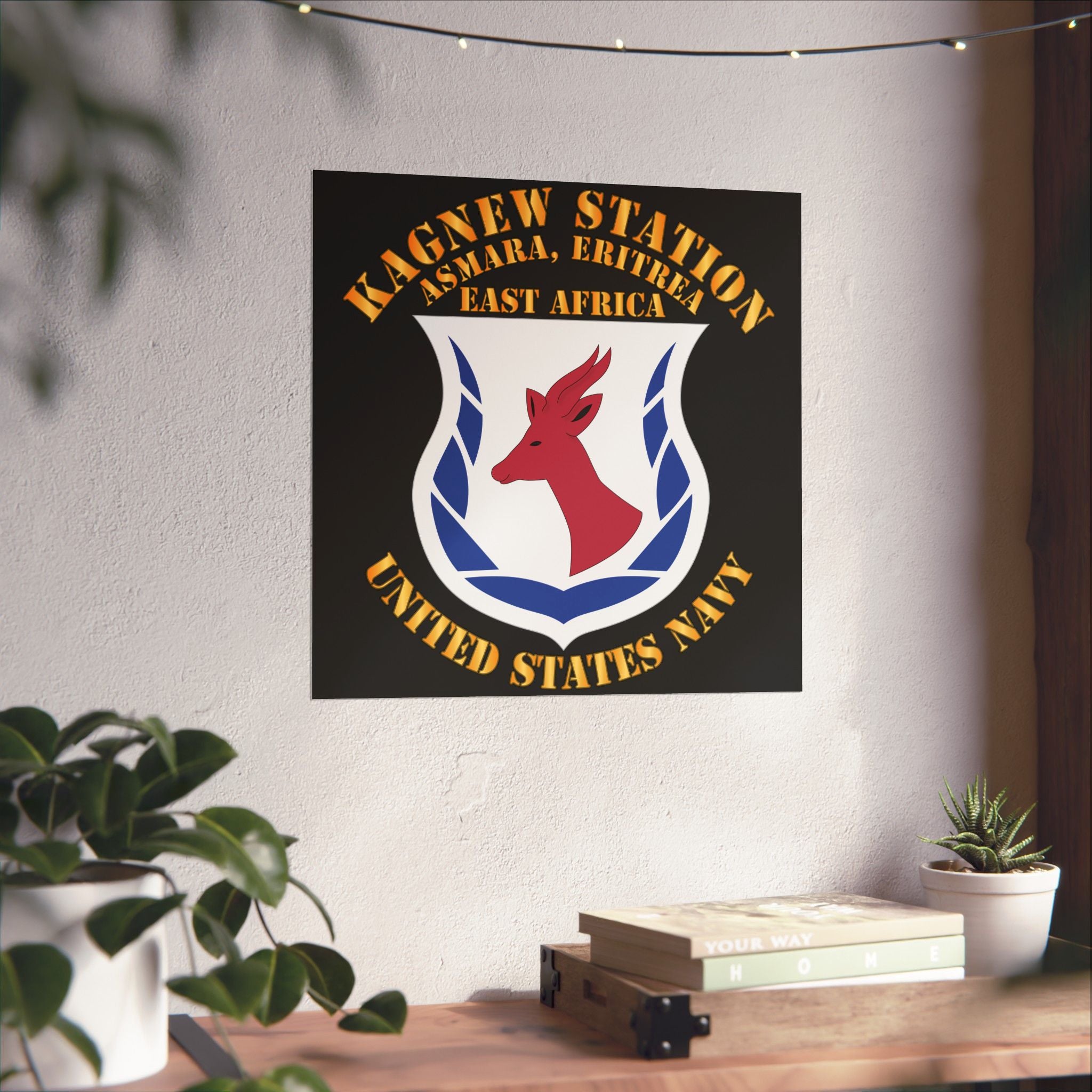 Kagnew Station Asmara Eritrea Navy Emblem Poster — Matte Vertical Wall Art