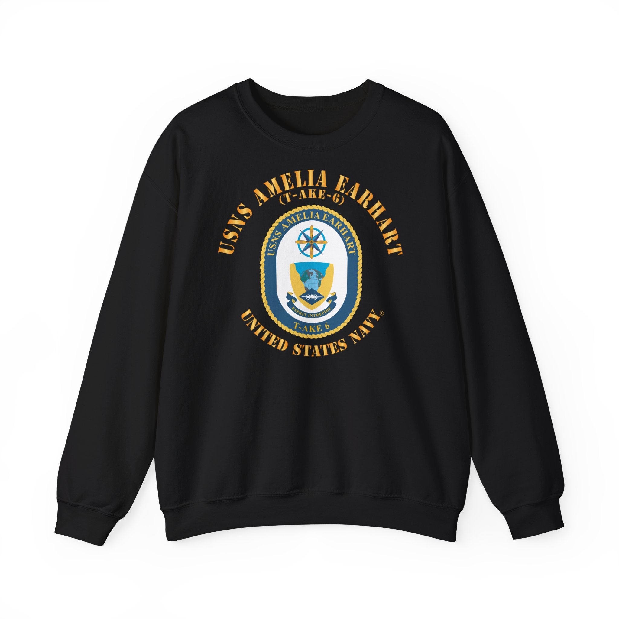 Unisex Heavy Blend™ Crewneck Sweatshirt - Navy - USNS Amelia Earhart (T-AKE 6)