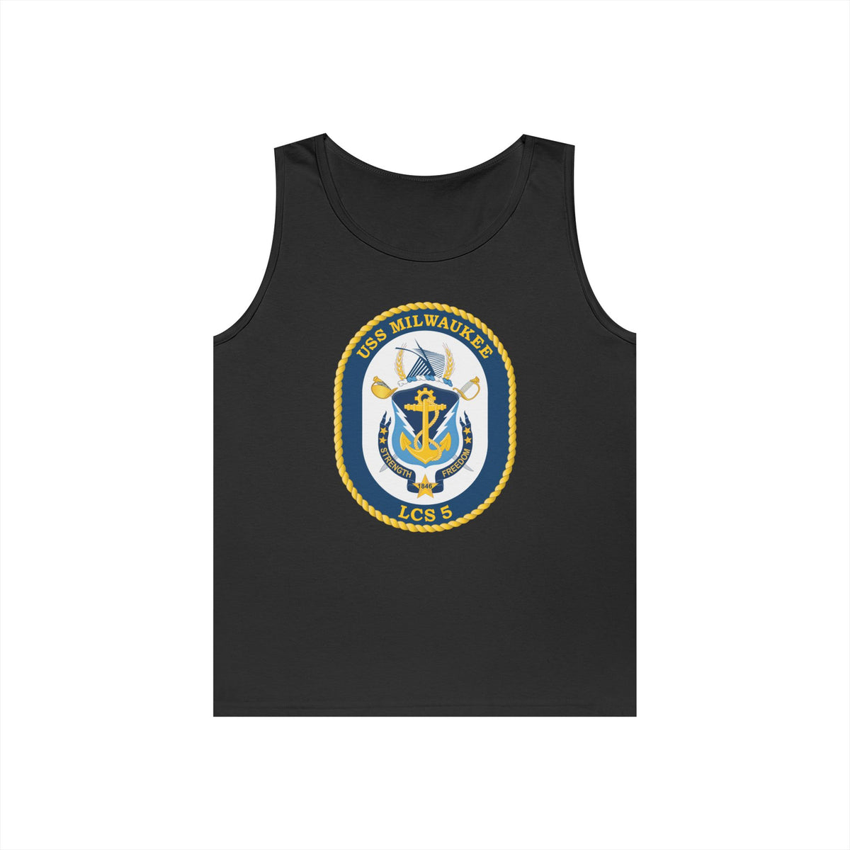 Unisex Heavy Cotton Tank Top - Navy - USS Milwaukee (LCS-5) wo Txt X 300