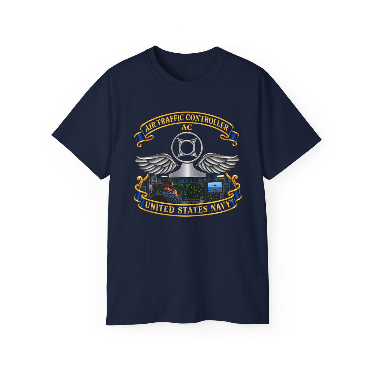 Unisex Ultra Cotton T-Shirt - Navy - Rate - Air Traffic Controller (AC) - Shipboard Version  3D - Enhanced
