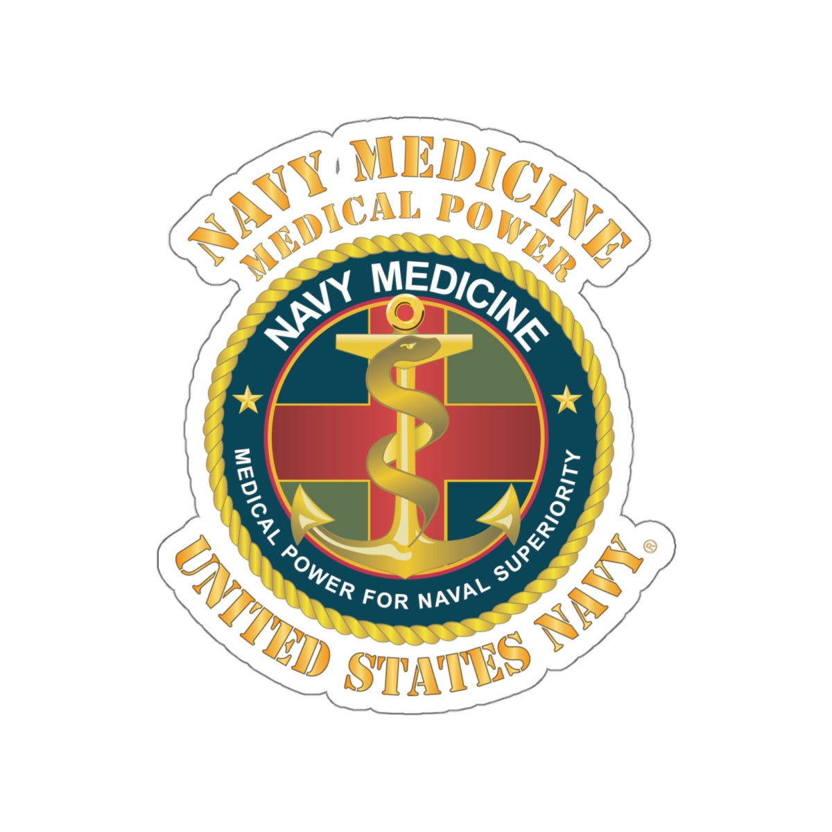 Die-Cut Vinyl Sticker - Navy Medicine - Medical Power for Naval Superiority X 300