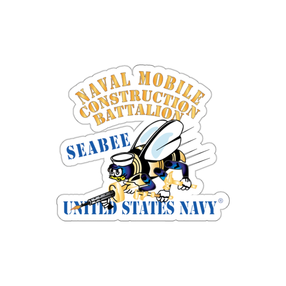 Die-Cut Vinyl Sticker - Navy - Seabee