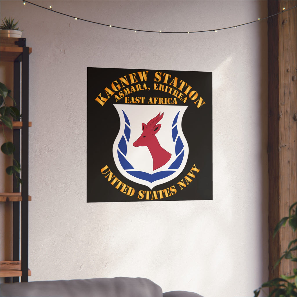 Kagnew Station Asmara Eritrea Navy Emblem Poster — Matte Vertical Wall Art