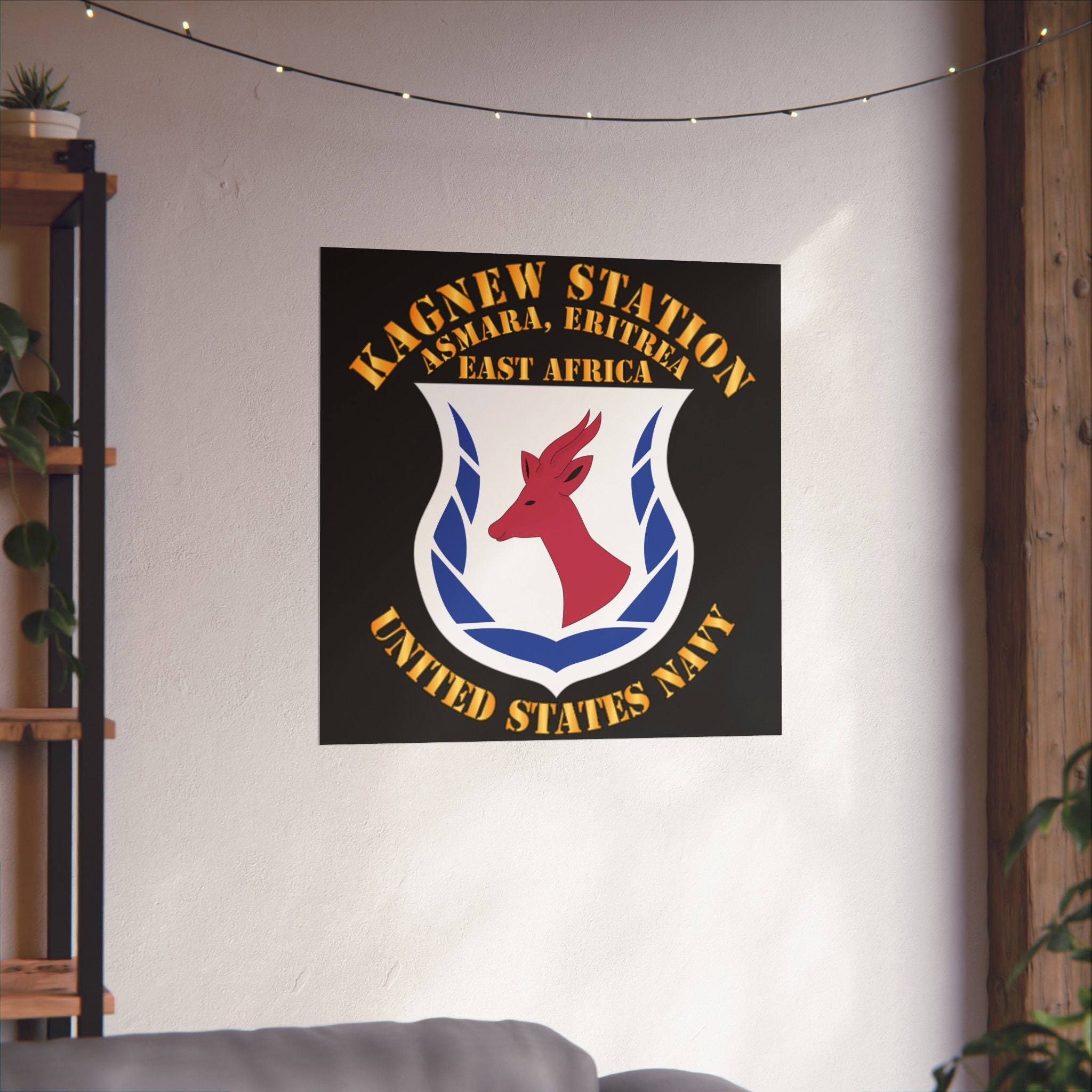 Kagnew Station Asmara Eritrea Navy Emblem Poster — Matte Vertical Wall Art