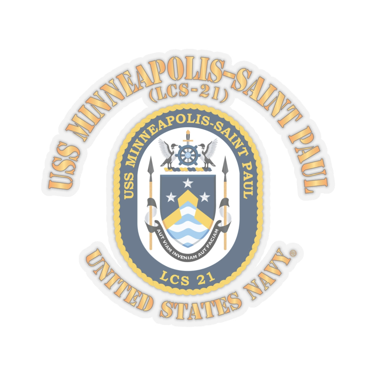Kiss-Cut Stickers - Navy - USS Minneapolis–Saint Paul (LCS-21)