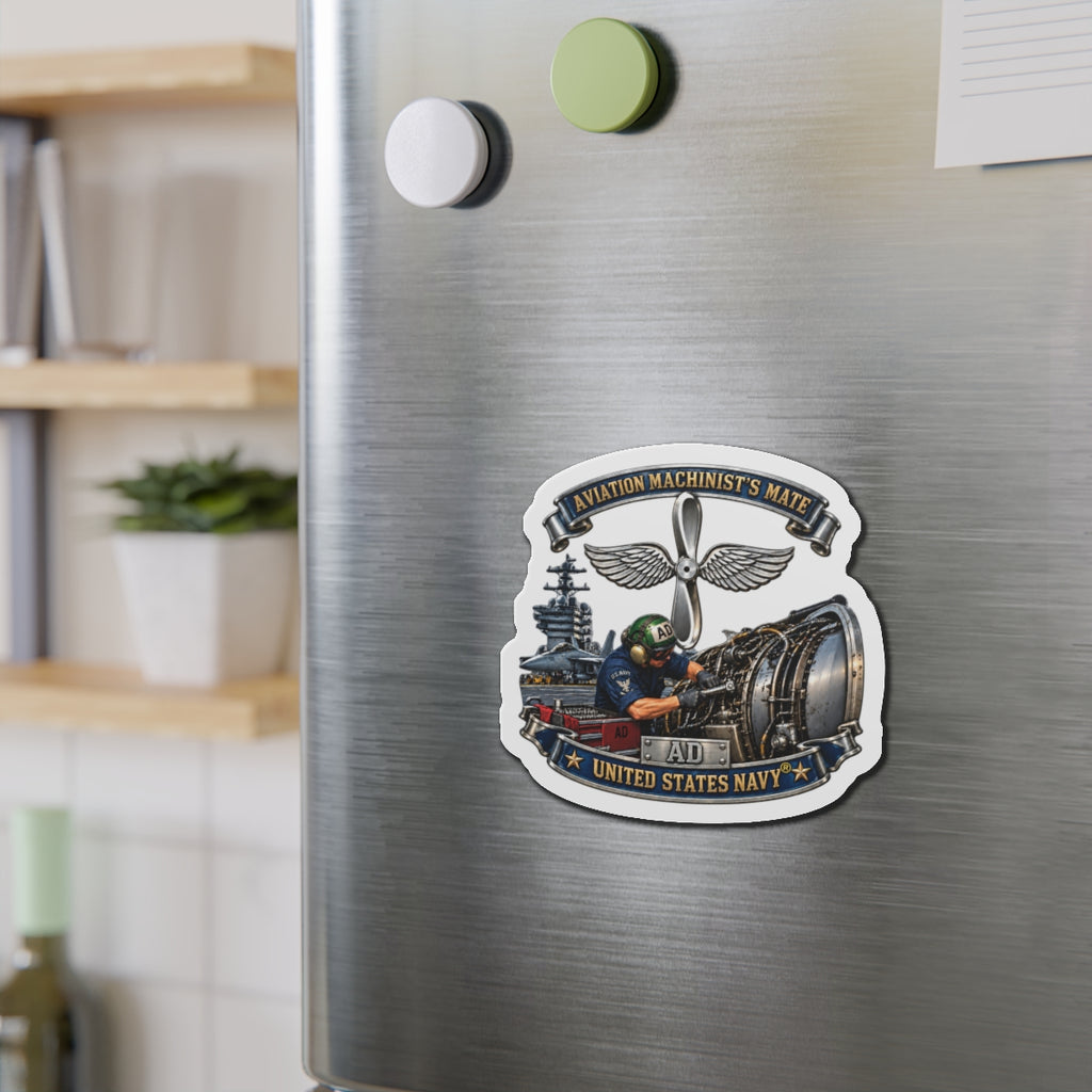 Die-Cut Magnet - Navy - Rate - Aviation Machinists Mate Br with Scene - 3D - Enhanced