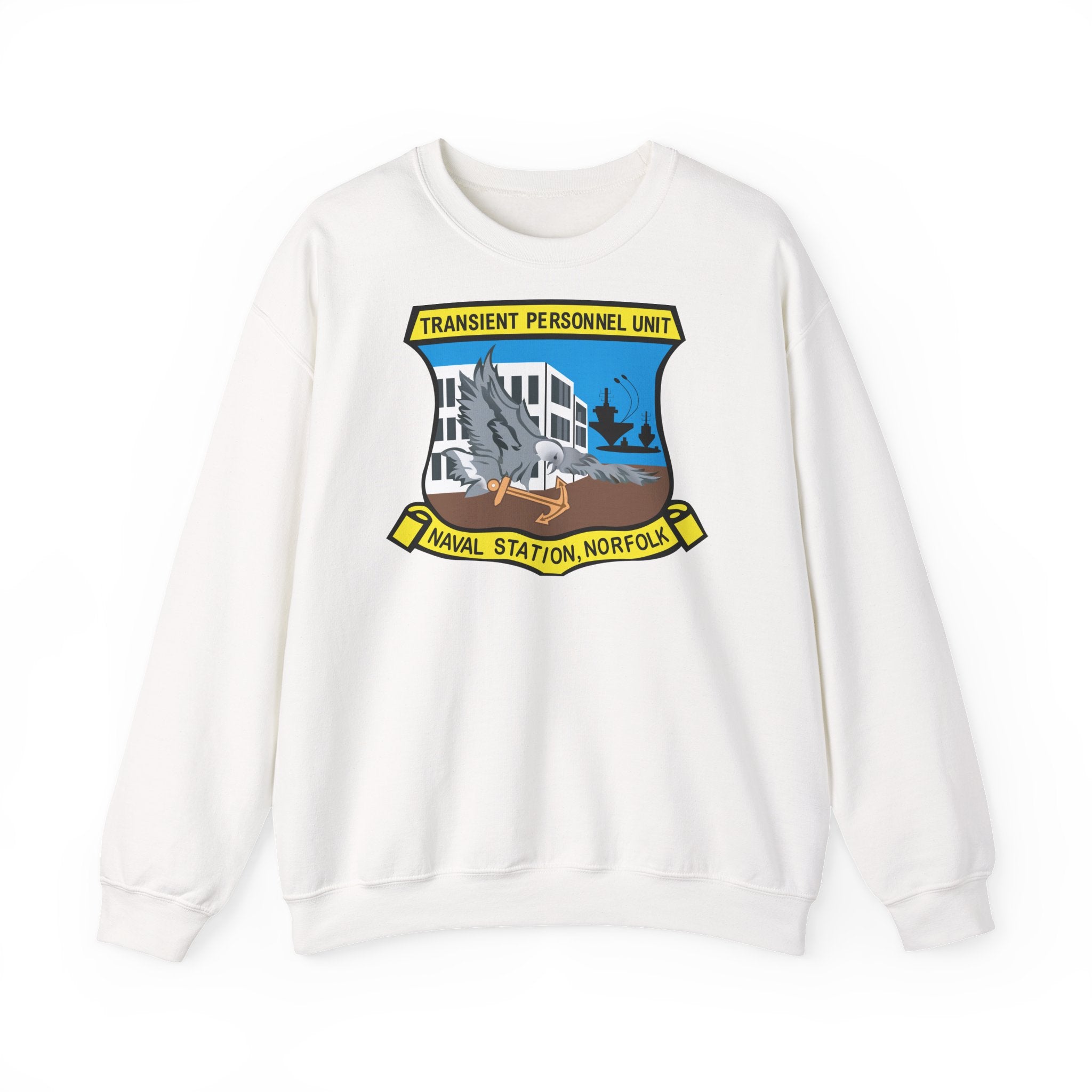 Unisex Heavy Blend™ Crewneck Sweatshirt - Navy - Transient Personnel Unit - Naval Station Norfolk wo Txt