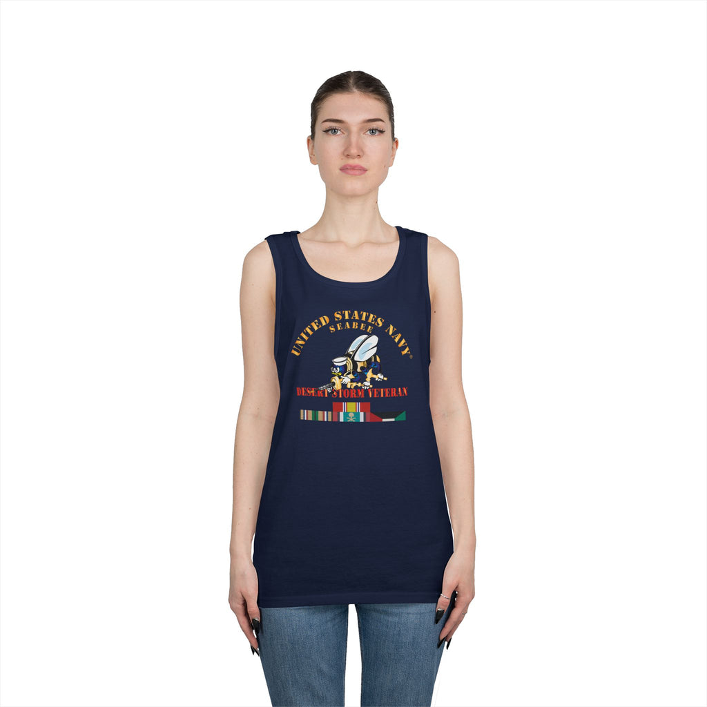 Unisex Heavy Cotton Tank Top - Navy - Seabee - Desert Storm Veteran