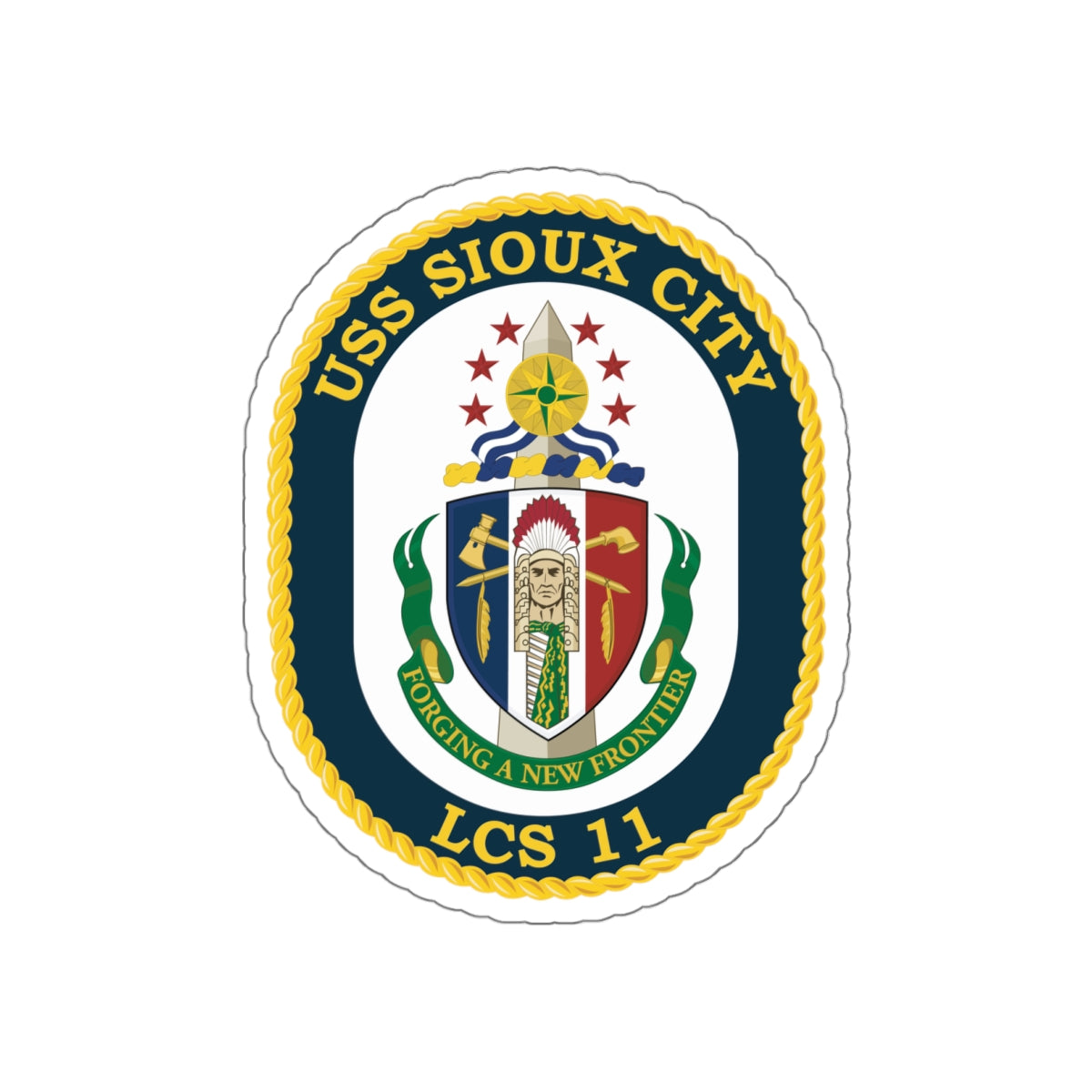 Die-Cut Vinyl Sticker - Navy - USS Sioux City (LCS-11) wo Txt