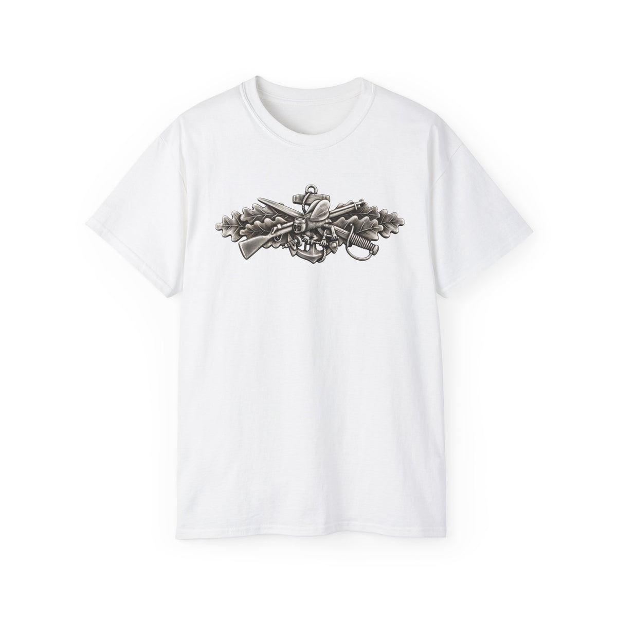 Unisex Ultra Cotton T-Shirt - Navy - Badge - Seabee combat warfare specialist wo txt - Enlisted - 3D - Enhanced