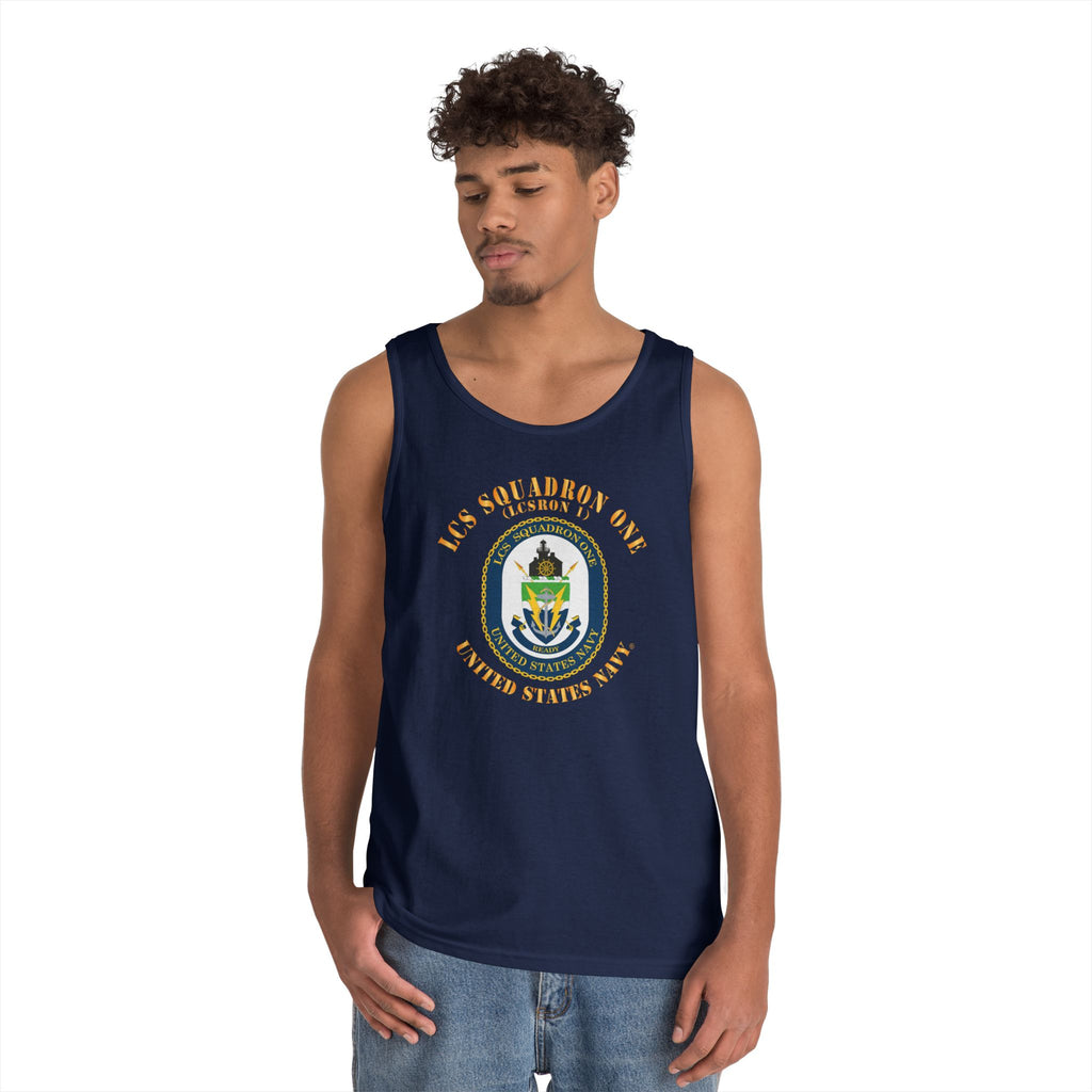 Unisex Heavy Cotton Tank Top - Navy - LCS Squadron One (LCSRON 1)