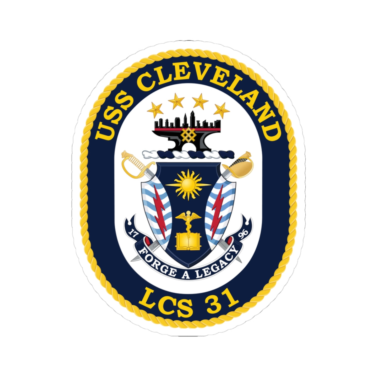 Kiss-Cut Stickers - Navy - USS Cleveland (LCS-31) wo txt