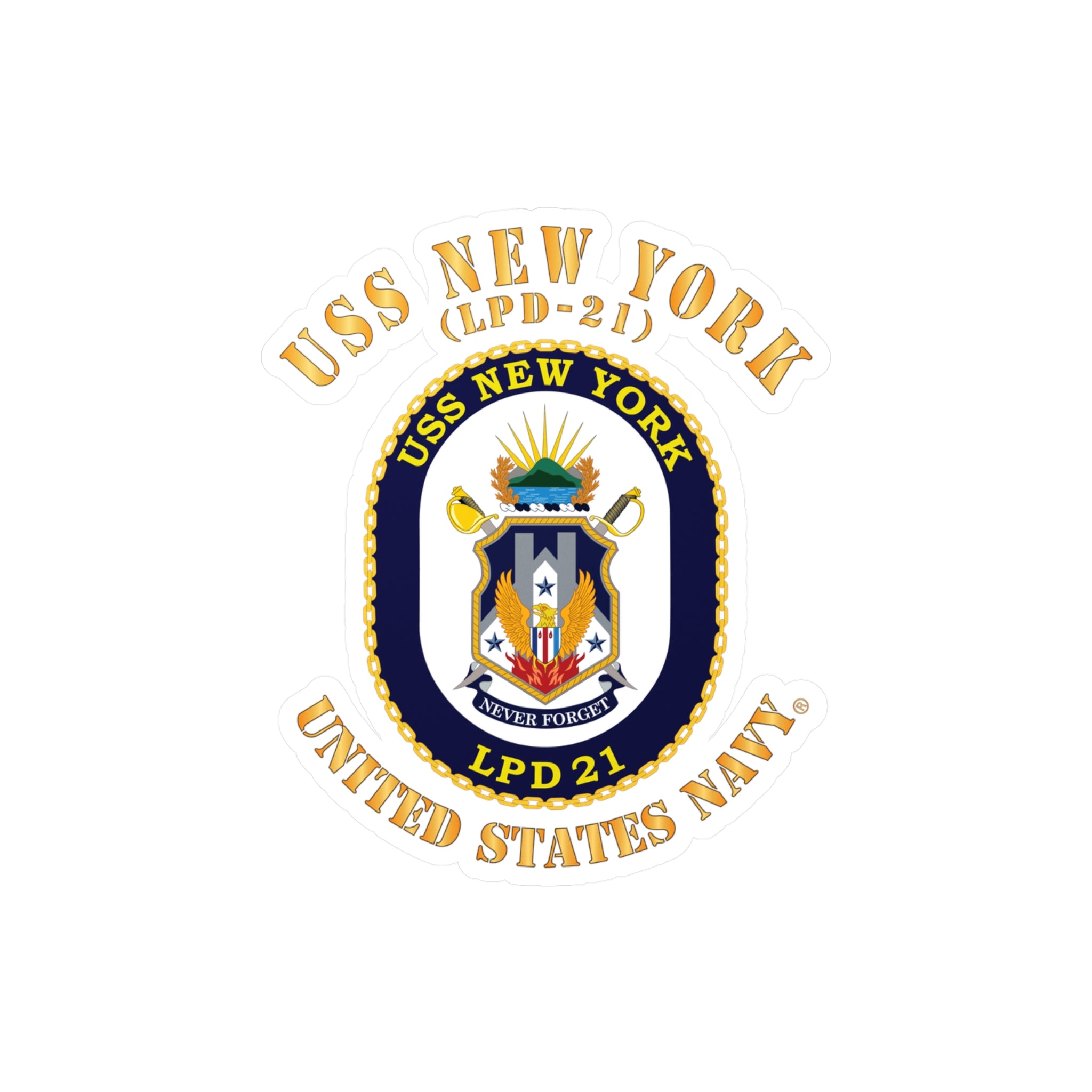 Kiss-Cut Vinyl Decal - Navy - USS New York (LPD-21) X 300