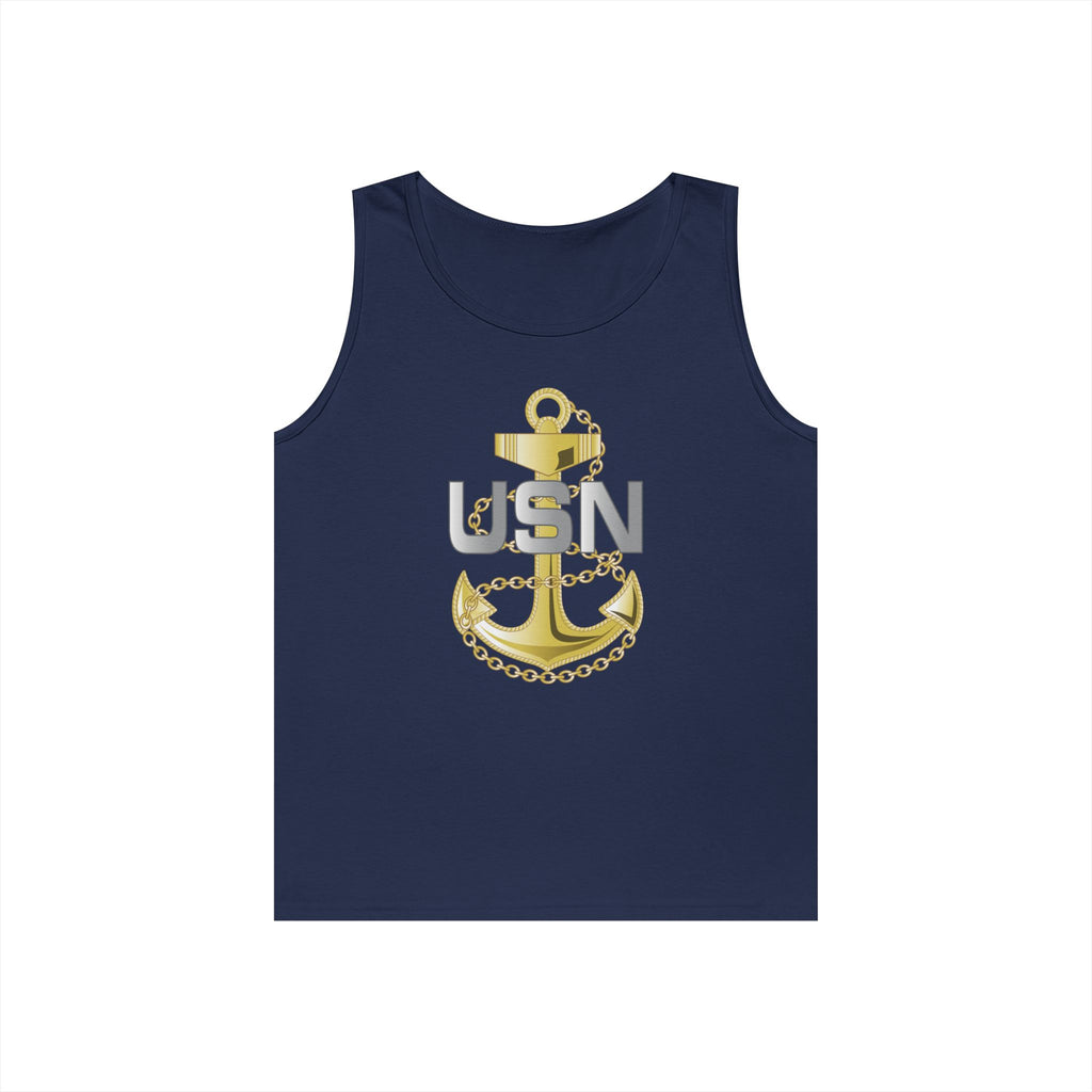 Unisex Heavy Cotton Tank Top - Navy - Fouled Anchor wo txt