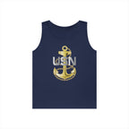 Unisex Heavy Cotton Tank Top - Navy - Fouled Anchor wo txt