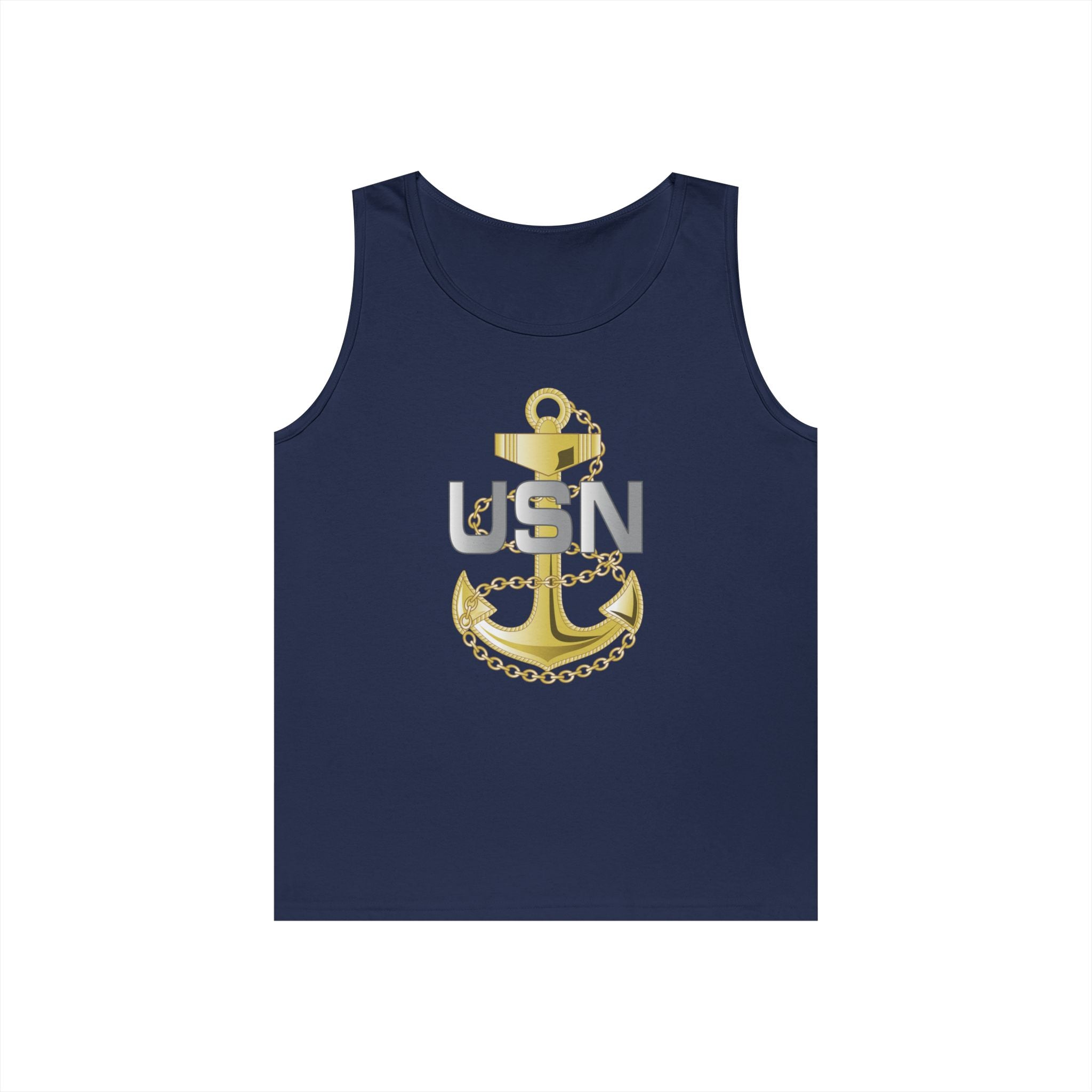 Unisex Heavy Cotton Tank Top - Navy - Fouled Anchor wo txt